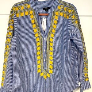 NWT J.Crew Embroidered V-neck tunic